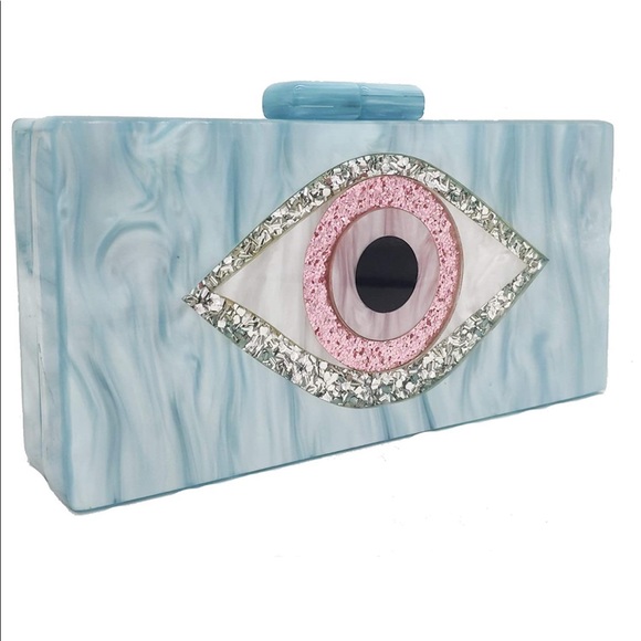 Blue eye acrylic clutch purse new - Picture 3 of 9